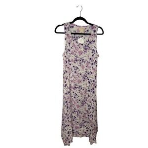 Water Lily Dress Women's Small Lilac Floral Print‎ Rayon Sleeveless Maxi